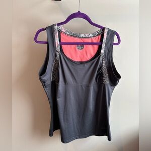 Bolle Women’s XL Charcoal and Coral Athletic Tank Top